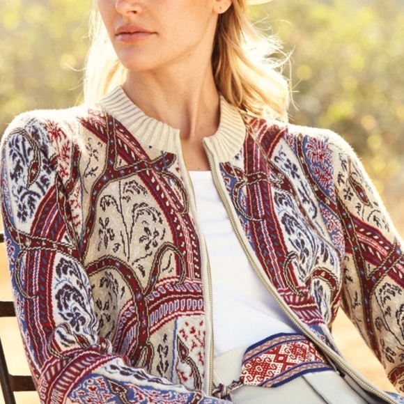 PERUVIAN CONNECTION Ventana Pima Cotton Zip Cardigan - Picture 9 of 9